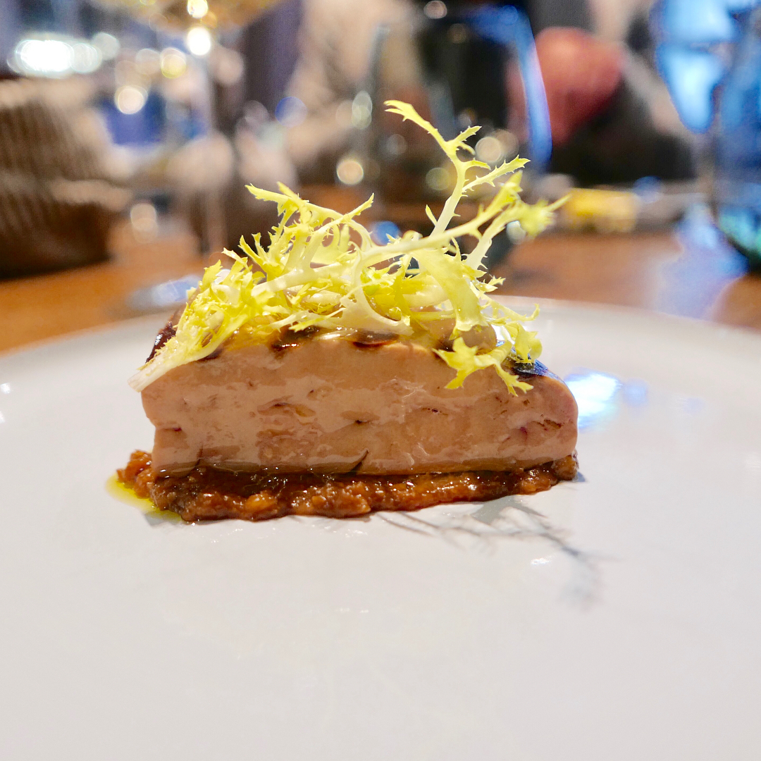 barbecued foie gras with condiment of miso, koji, ginger and cashews by Mikael Jonsson at Hedone
