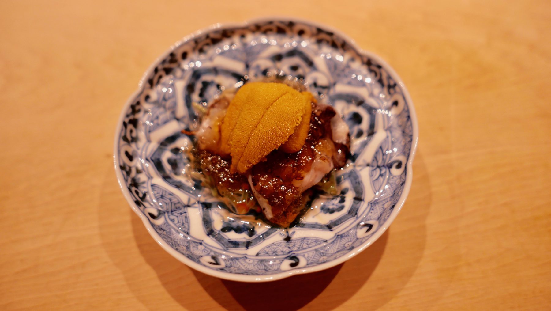 Sea urchin and dashi appetizer at Kurosaki sushi, Tokyo